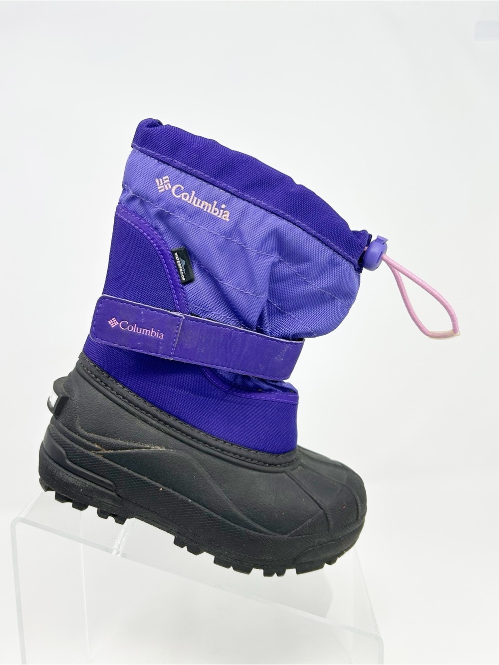 Columbia Powderbug Plus II Girls Snow Boots Purple Black Waterproof Size 12